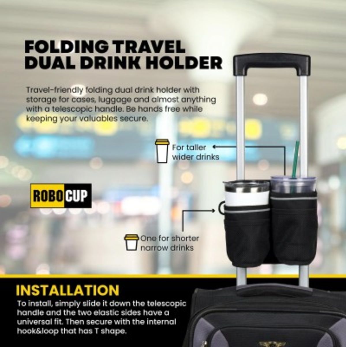 RoboCup Luggage Handle Dual Drink Holder & Storage - image 2 of 5