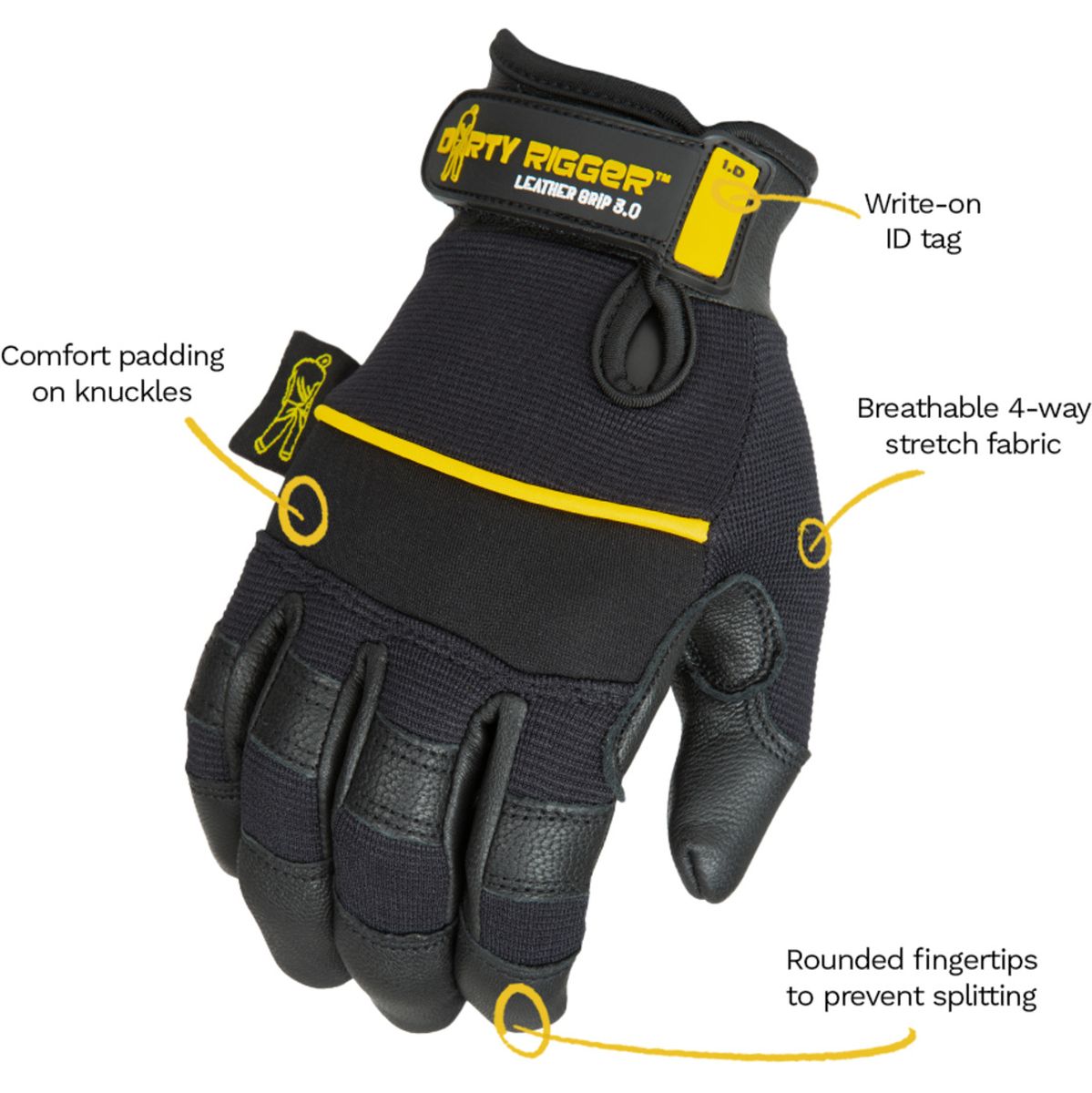 Dirty Rigger Leather Grip 3.0 Glove – Full Fingered XXL