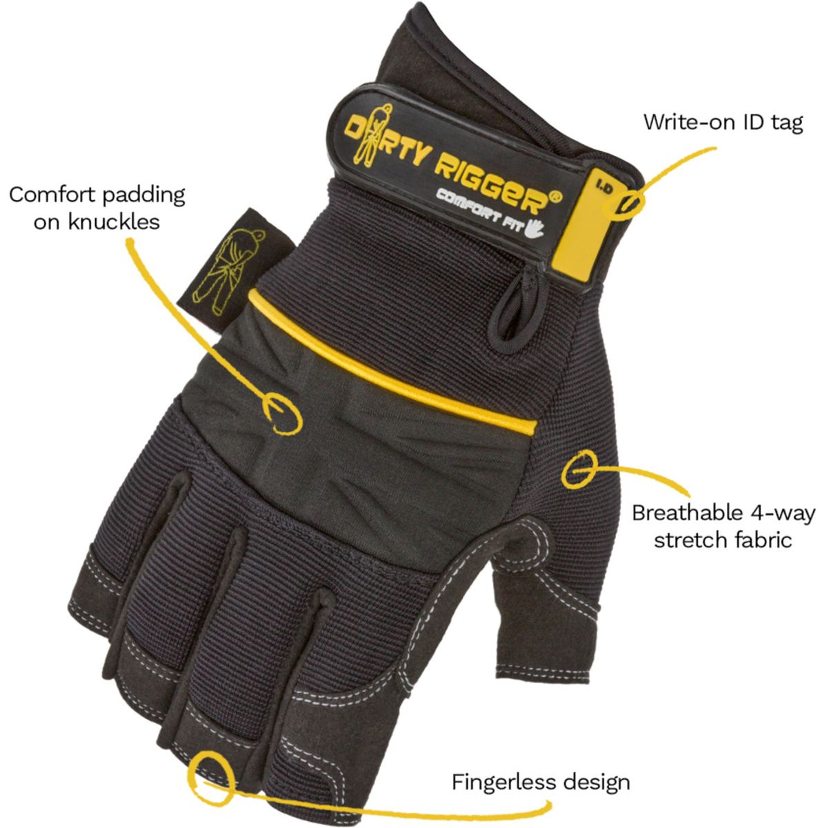 Dirty Rigger Comfort Fit Rigger Glove – Fingerless (V1.6) S