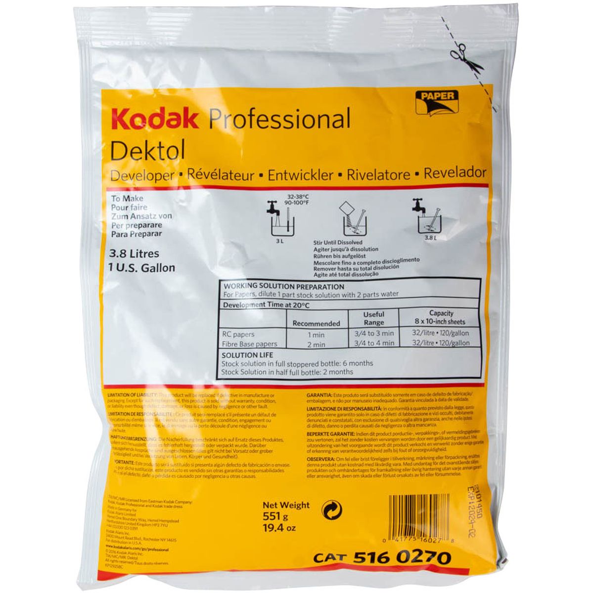 Kodak Dektol Developer Packet 1GL 1011 - image 2 of 2