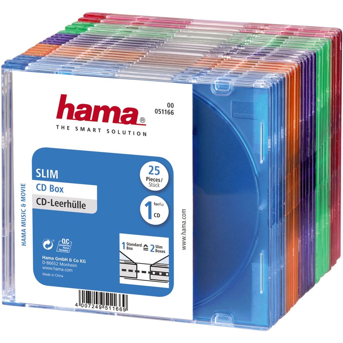 Hama CD Box Slim 25-pack Multi Colour