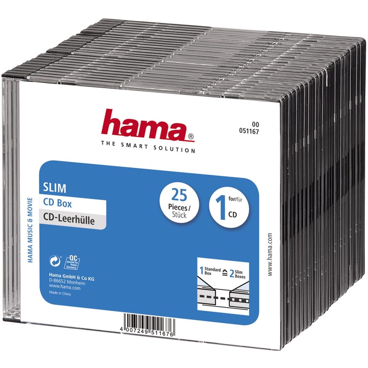 Hama CD Box Slim 25-pack Transparant/Black