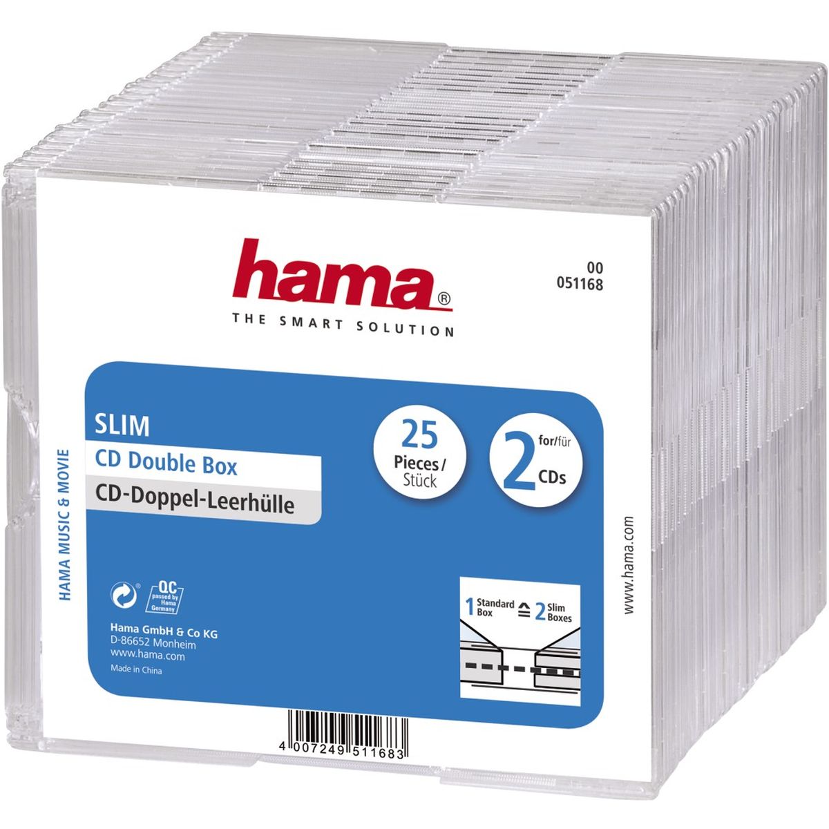 Hama CD Slim Double Jewel Case 25-pack