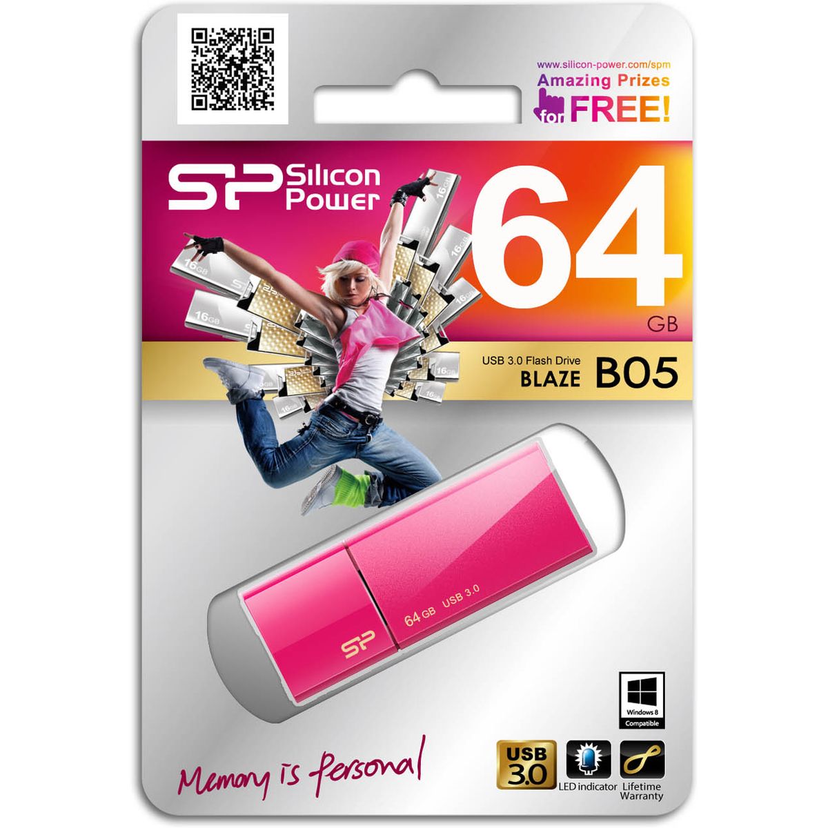 Silicon Power Blaze B05 64GB USB 3.0 (Pink) - image 2 of 5