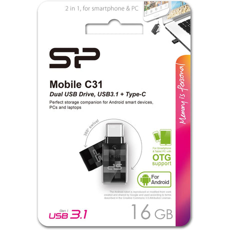 Silicon Power Mobile C31 16GB USB 3.1 Gen 1 + USB Type-C