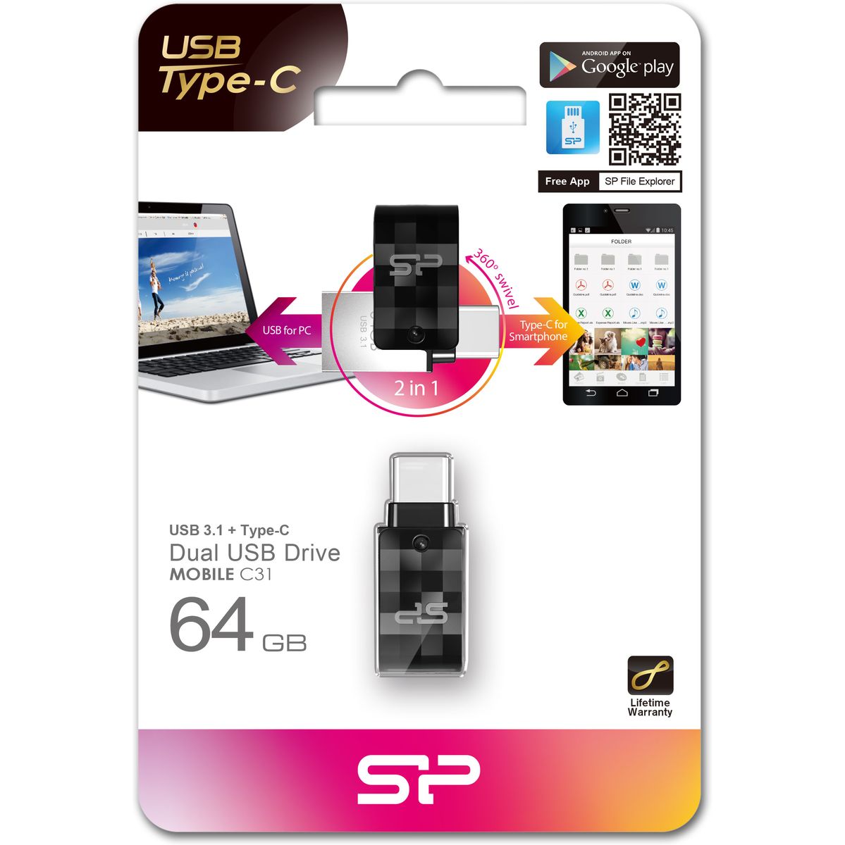 Silicon Power Mobile C31 64GB USB 3.1 Gen 1 + USB Type-C - image 5 of 5