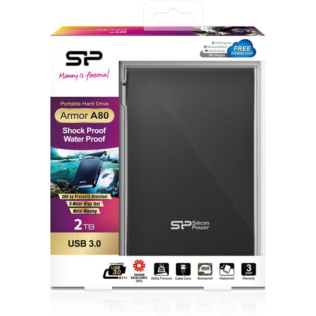 Silicon Power Armor A80 Ext HDD 2TB USB 3.0 (Black)
