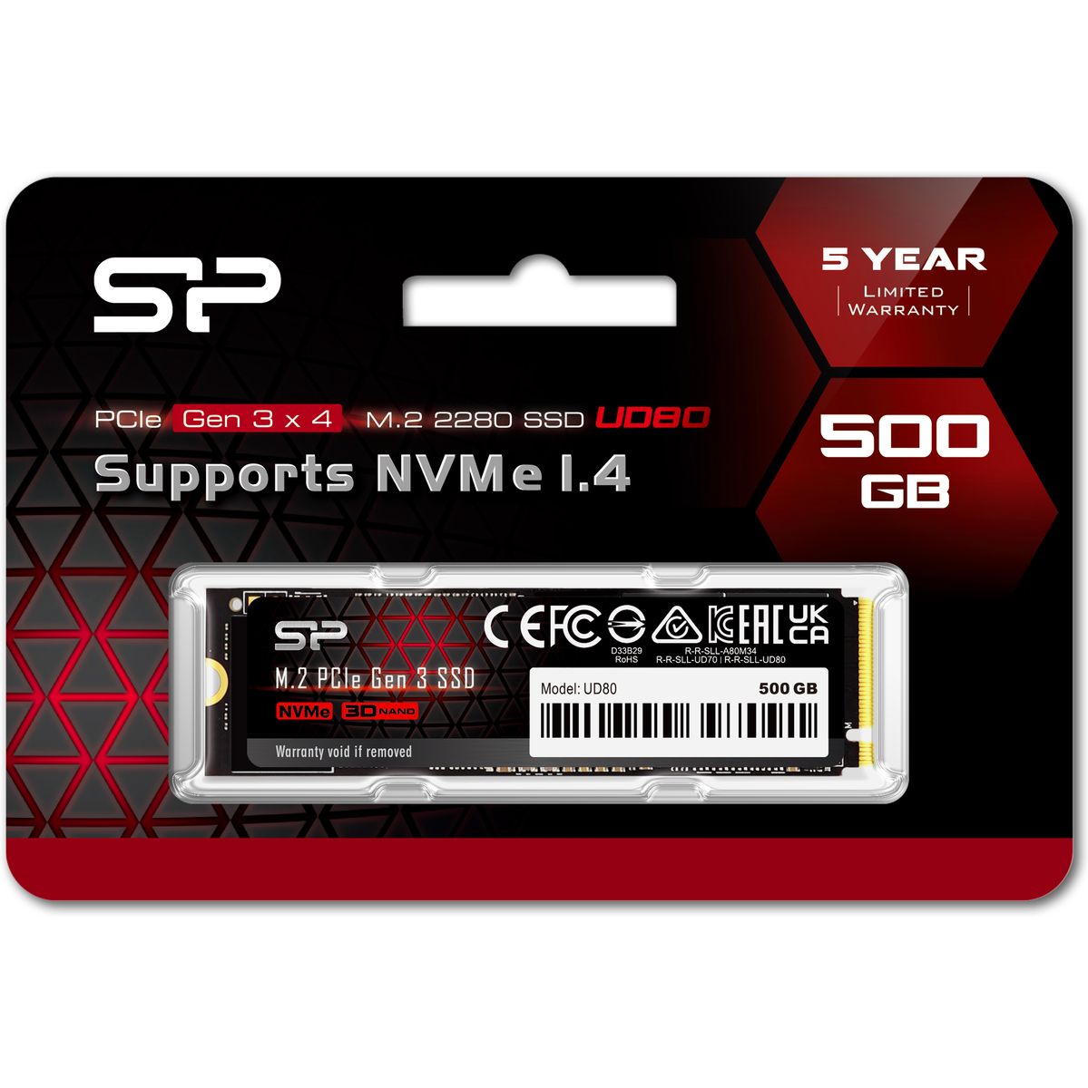 Silicon Power UD80 SSD 500GB M.2 PCI-E GEN3 X4 & NVMe 1.4