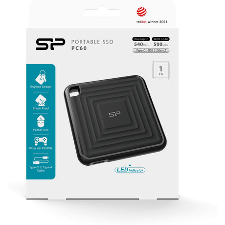 Silicon Power PC60 Ext SSD 1TB USB 3.2 Gen 2 Type-C (Black) - image 2 of 5