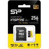 Silicon Power MicroSDXC Card Inspire Class 10 A2 UHS-I U3 V30 256GB w/ Adapter