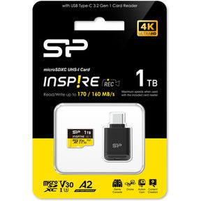 Silicon Power MicroSDXC Card Inspire Class 10 A2 UHS-I U3 V30 1024GB (1TB)