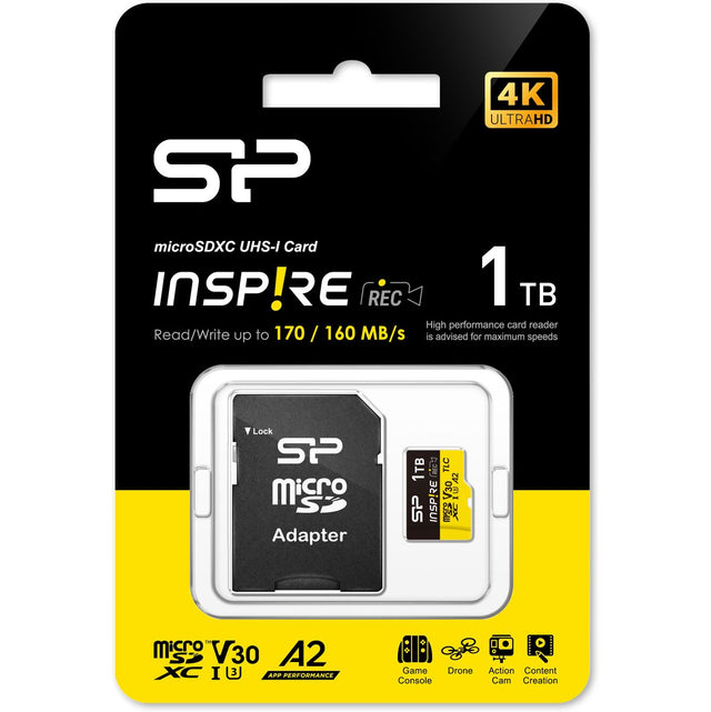 Silicon Power MicroSDXC Card Inspire Class 10 A2 UHS-I U3 V30 1024GB (1TB)