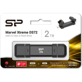 Silicon Power DS72 SSD Stick 2TB USB 3.2 Gen 2 Type-A & Type-C (Black)