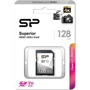 Silicon Power SDXC Card Superior Class 10 UHS-I U3 V30 128GB