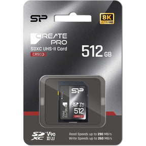Silicon Power SDXC Card Createpro CR90D Class 10 UHS-II U3 V90 512GB