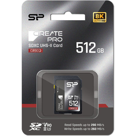 Silicon Power SDXC Card Createpro CR90D Class 10 UHS-II U3 V90 512GB
