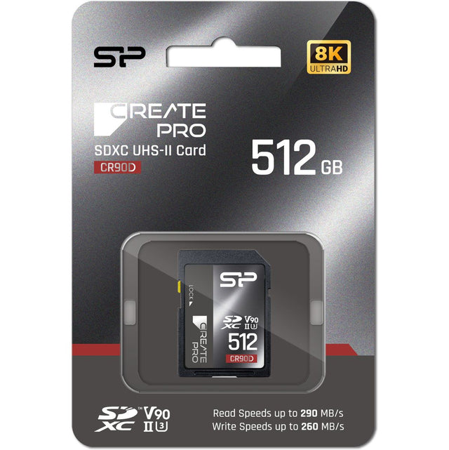 Silicon Power SDXC Card Createpro CR90D Class 10 UHS-II U3 V90 512GB