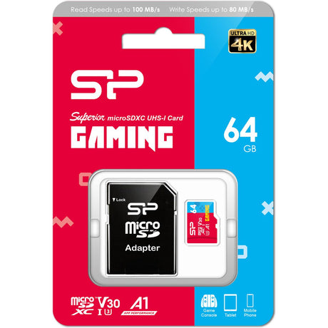 Silicon Power MicroSDXC Card Superior Gaming Class 10 A1 64GB w/ Adapter