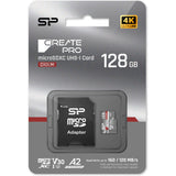 Silicon Power MicroSDXC Card Createpro CR30M Class 10 A2 128GB w/ Adapter