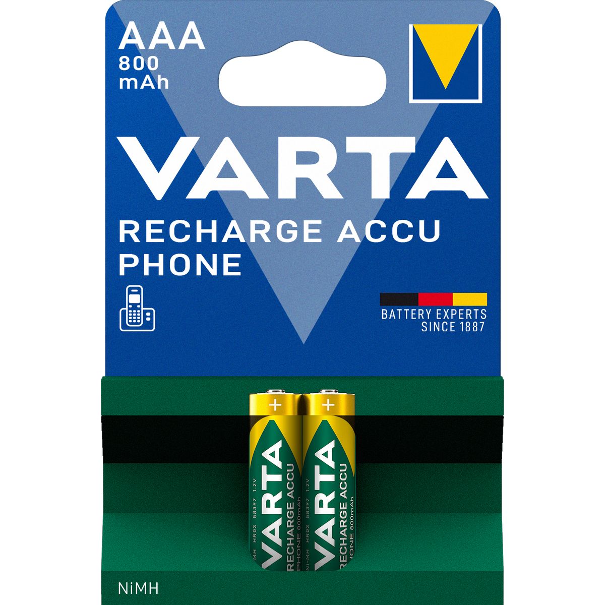 Varta 58398101402 T398 Phone Battery AAA 800mAh 2PAK