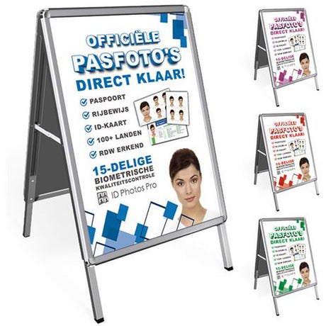Benel Sidewalk Sign A1 w/ Passport Photo Poster On 2 Sides – 59.4 X 84 cm