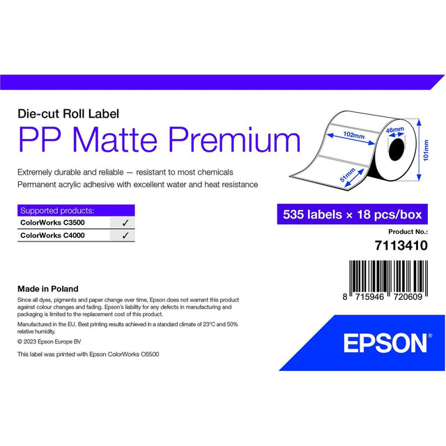 Epson PP Matte Label Prem Die-Cut Roll 102X51m