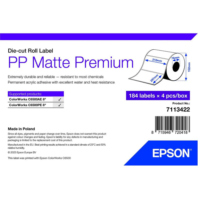 Epson PP Matte Label Prem Die-Cut Roll 184