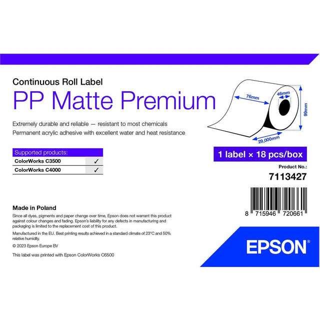 Epson PP Matte Label Prem Continuous Roll