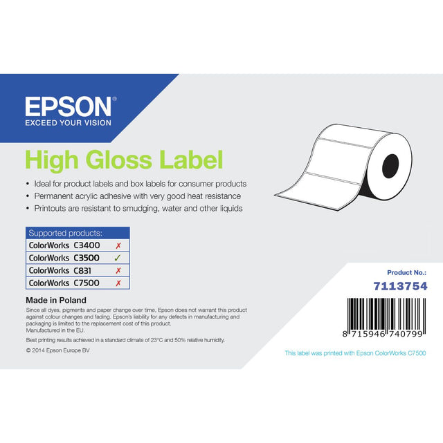 Epson High Gloss Label Die-Cut Roll 102mm X 76
