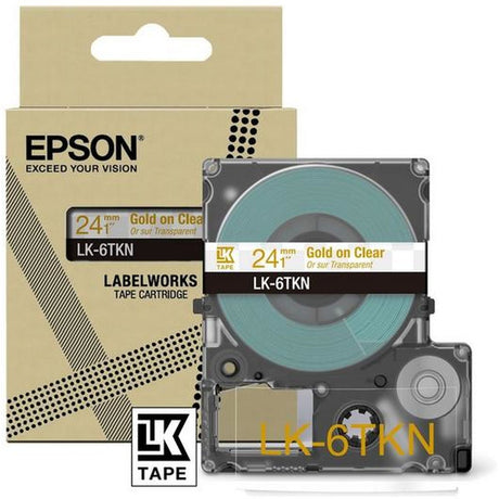 Epson Metallic Clear/Gold 24mm LK-6TKN