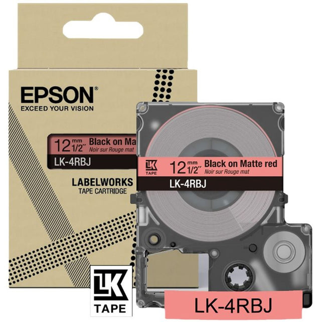 Epson Matte Red/Black 12mm LK-4RBJ