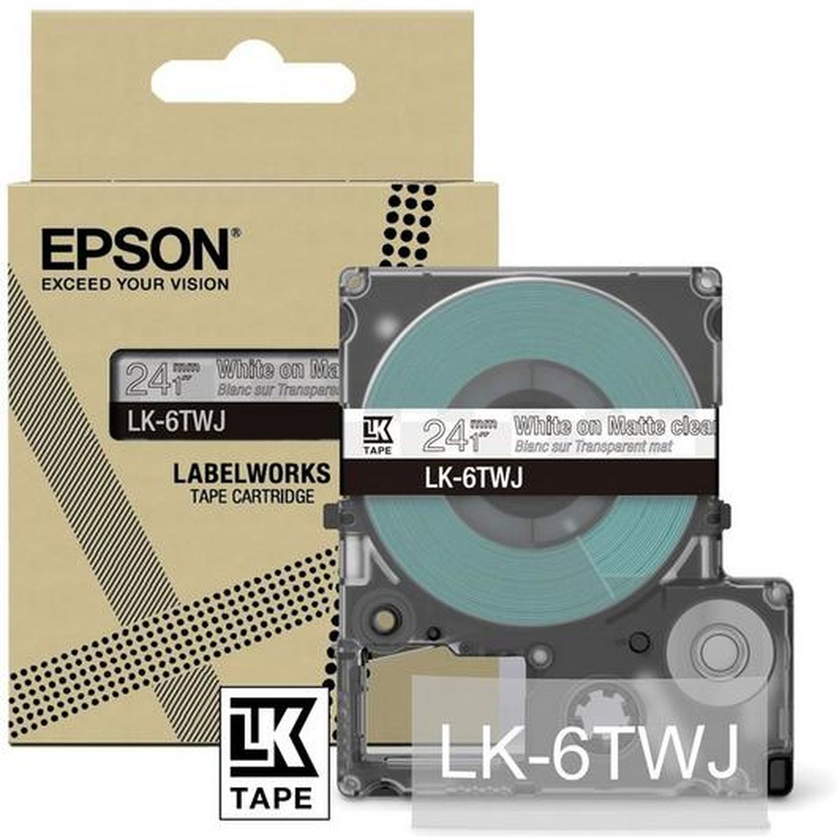 Epson Matte Clear/White 24mm LK-6TWJ