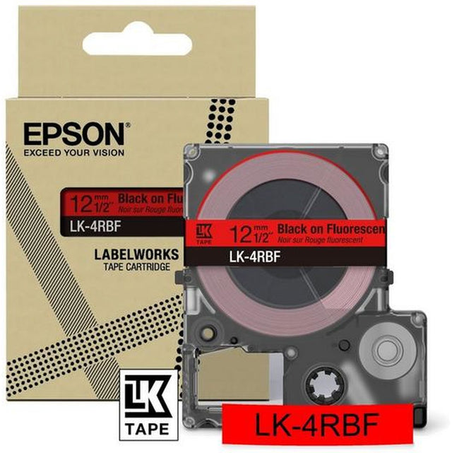 Epson Fluorescent Red/Black 12mm LK-4RBF