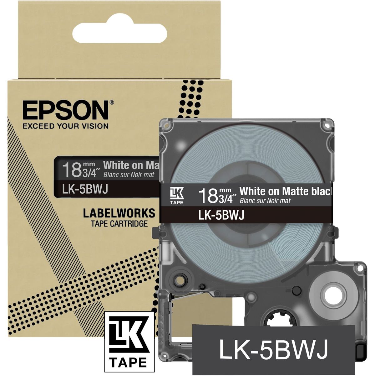 Epson Matte Black/White 18mm LK-5BWJ