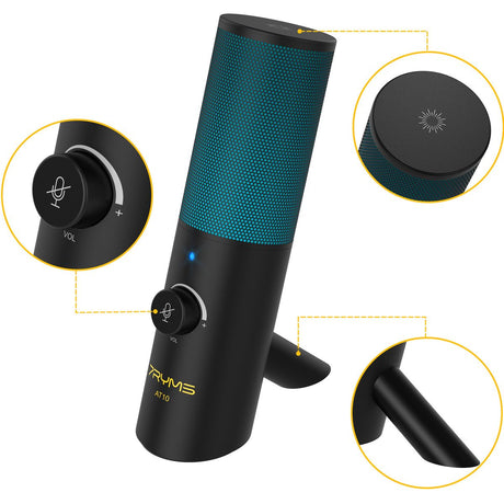 7Ryms AT10 USB Microphone w/ RGB Black - image 2 of 2