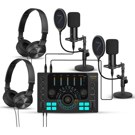7Ryms Podcast Kit Duo - Caster 2X Microphone 2X Headphone - image 2 of 2
