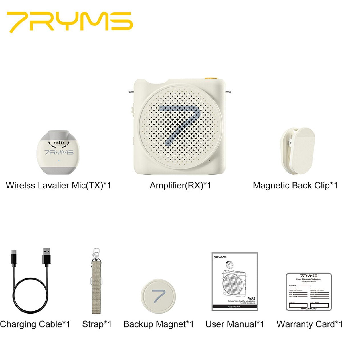 7Ryms WA2 Presentatie-Speaker w/ Wireless Microphone White - image 5 of 5