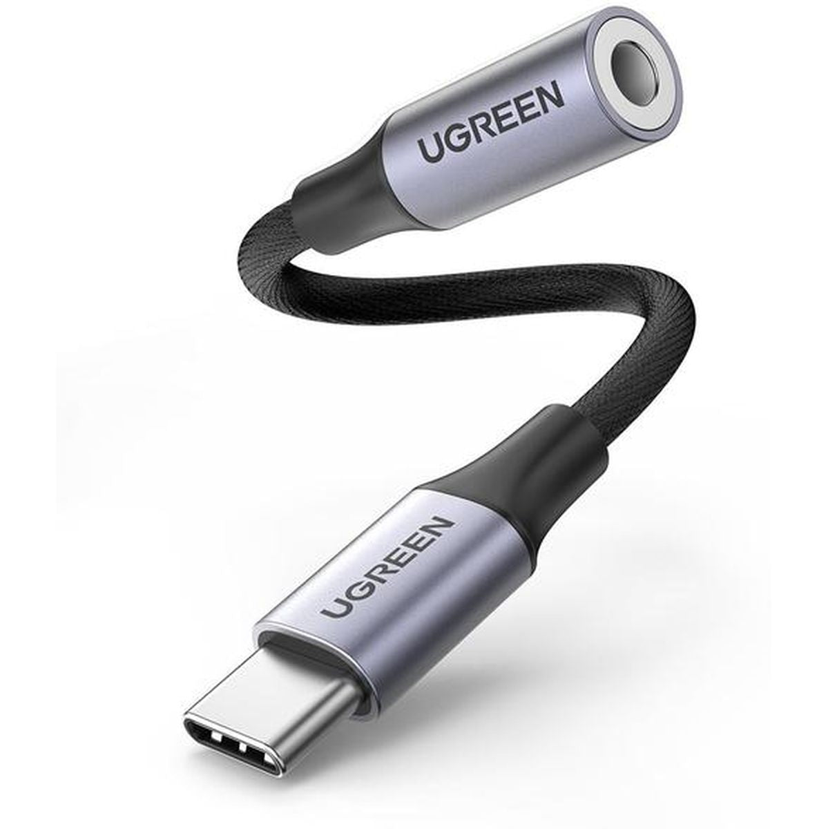 Ugreen USB-C to 3.5mm M/F Cable Aluminum Shell w/ Braided 10cm Grey 80154
