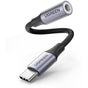 Ugreen USB-C to 3.5mm M/F Cable Aluminum Shell w/ Braided 10cm Grey 80154