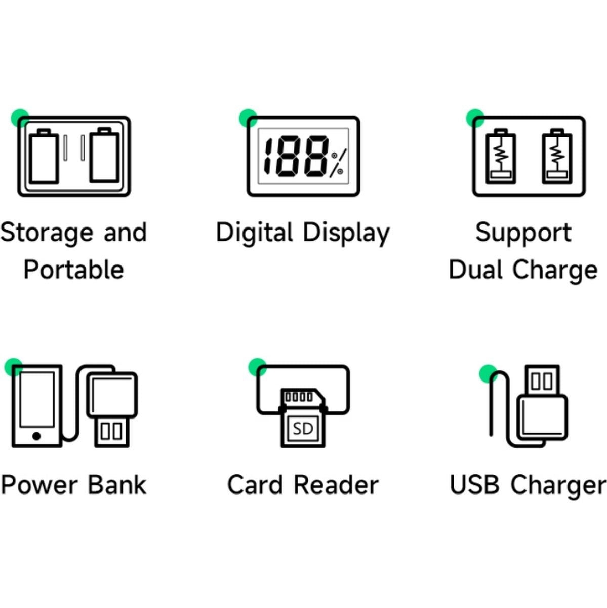 Mcoplus Duocharger USB LP-E6NH SD