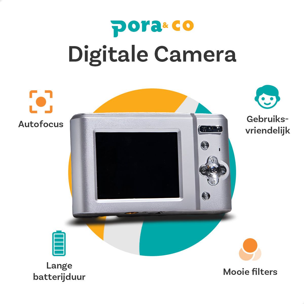 Pora&Co Digital Camera - Inclusief 32 GB Memory Card - Silver - image 3 of 5