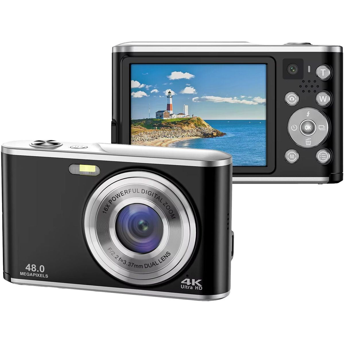 Pora&Co Digital Camera 4K - Inclusief Memory Card - Black
