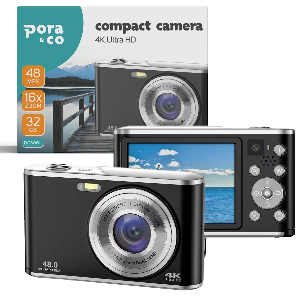 Pora&Co Digital Camera 4K - Inclusief Memory Card - Black - image 2 of 5
