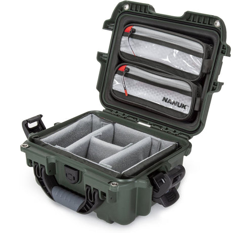 Nanuk 905 Case w/ Lid Org. w/ Divider Olive Pro Photo Kit Case