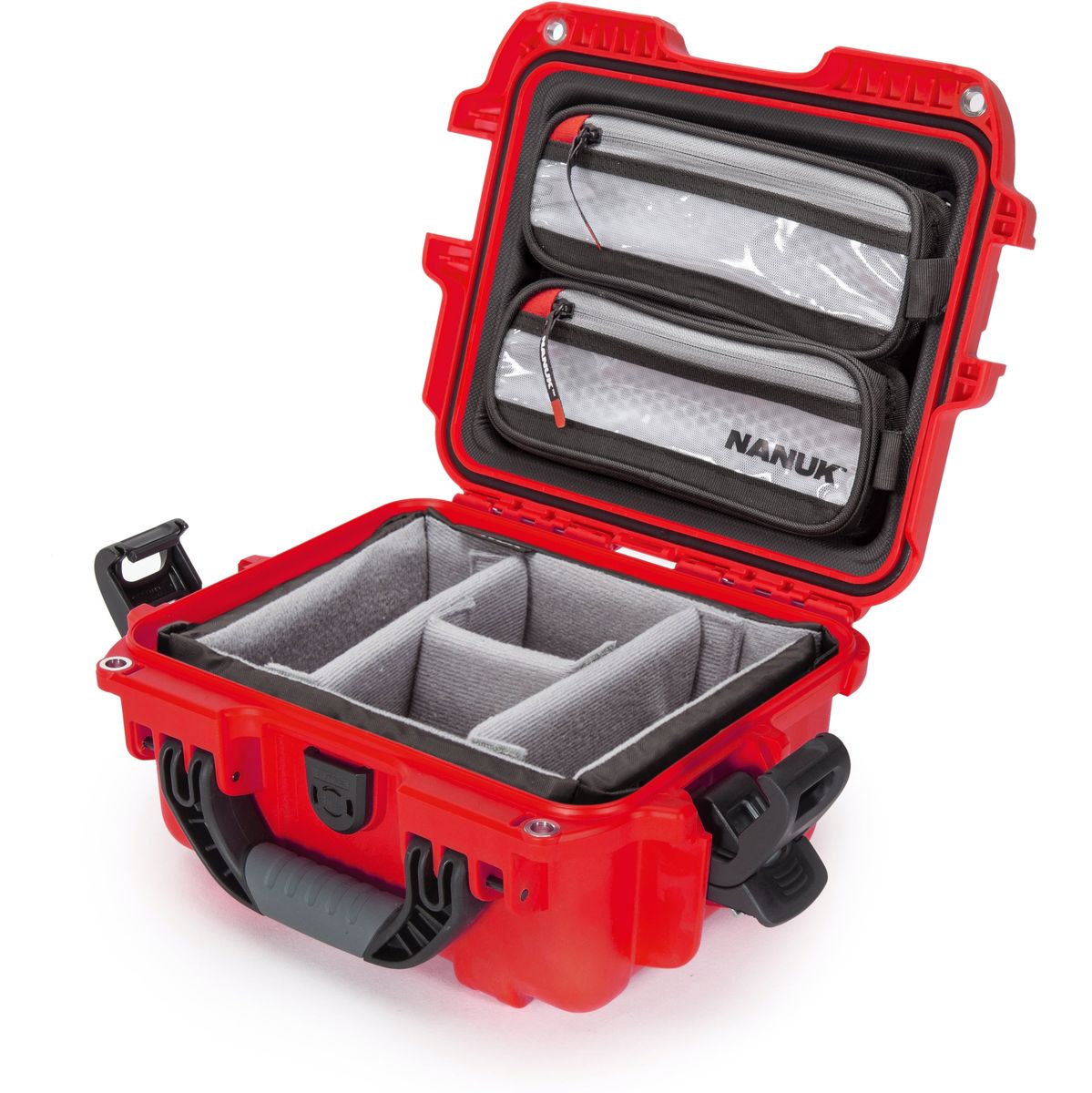 Nanuk 905 Case w/ Lid Org. w/ Divider Red Pro Photo Kit Case