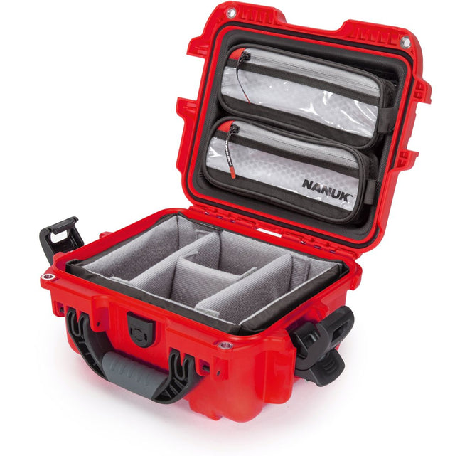 Nanuk 905 Case w/ Lid Org. w/ Divider Red Pro Photo Kit Case