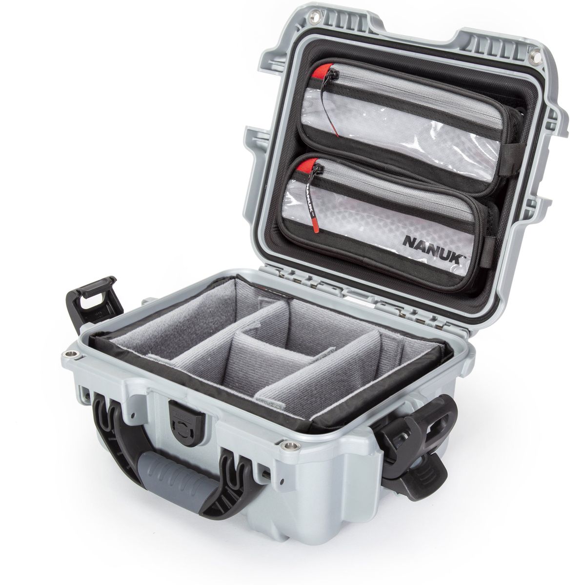 Nanuk 905 Case w/ Lid Org. w/ Divider Silver Pro Photo Kit Case