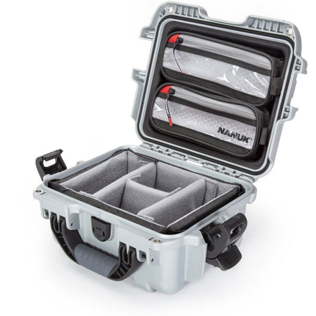 Nanuk 905 Case w/ Lid Org. w/ Divider Silver Pro Photo Kit Case