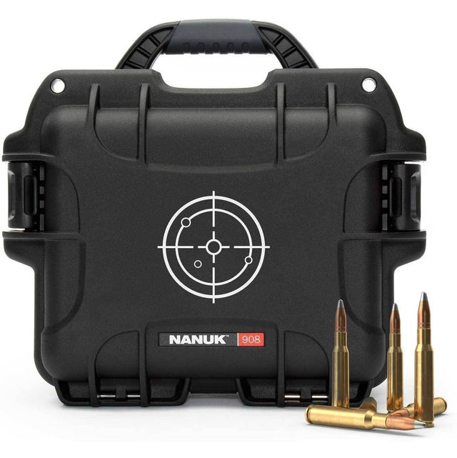 Nanuk Case 908 Empty w/ White Target Logo Black Interior 241x191x191mm