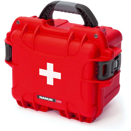 Nanuk Case 908 Empty w/ First Aid Logo Red Interior 241x191x191mm